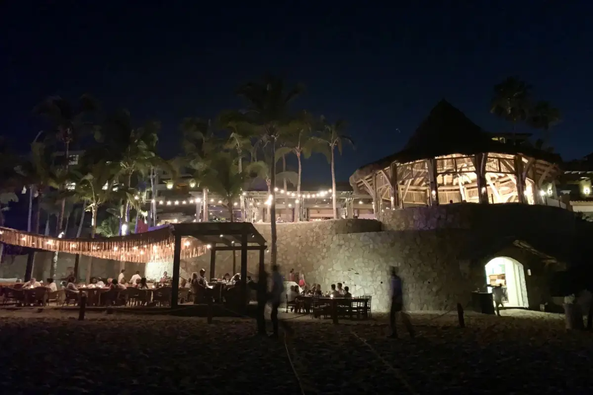 Restaurant on Medano Beach in Cabo San Lucas at night