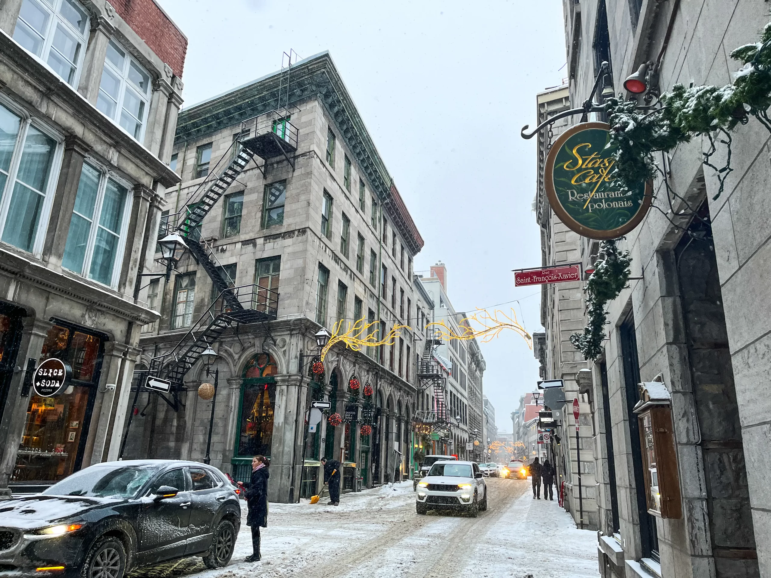 Old Montreal snowy street