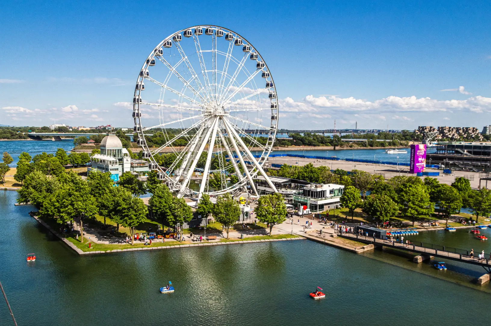 Old Port of Montreal ferris wheel in the summer