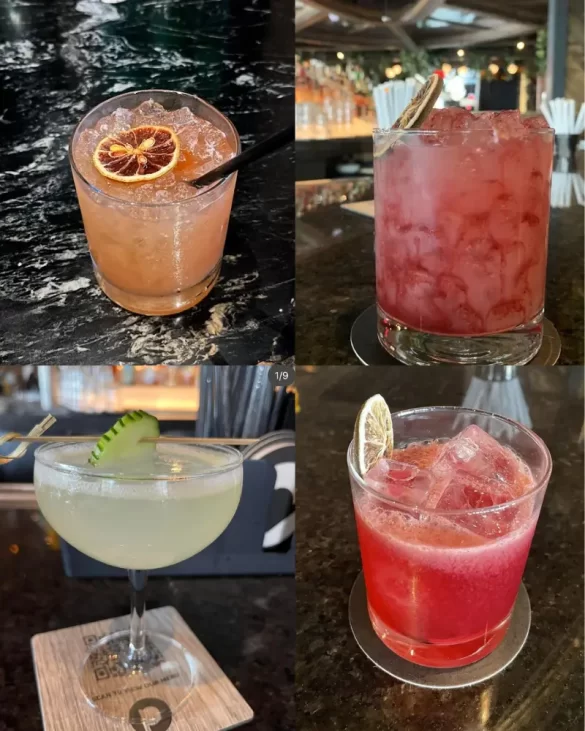 Collage of a few of the cocktails offered at Puttery, some of them themed