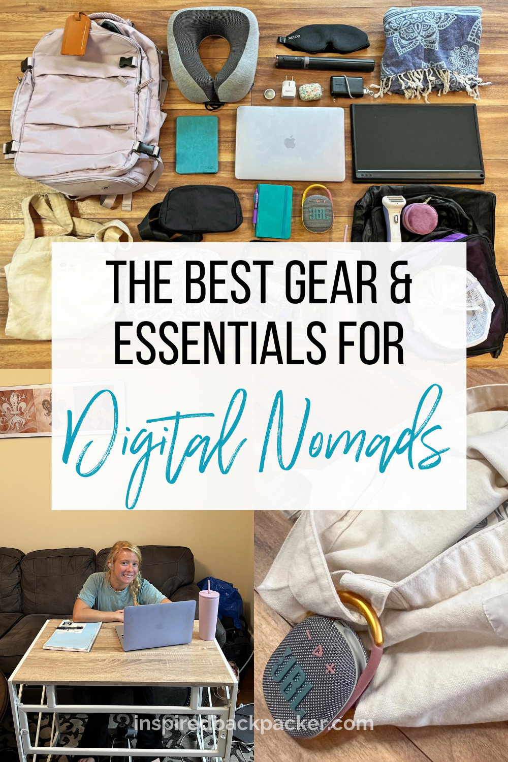 Pinterest pin advertising the Best Digital Nomad Gear blog by Inspired Backpacker