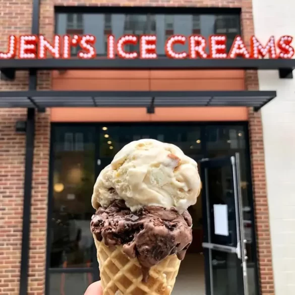 An ice cream cone outside of Jeni's Ice Cream, which is a local Charlotte ice cream business