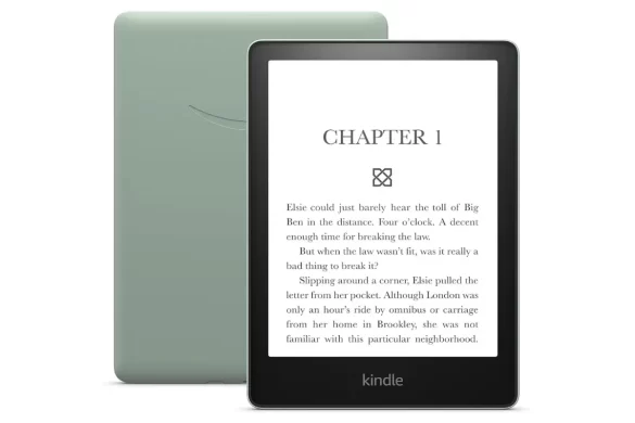 Green kindle paper white, perfect for travel