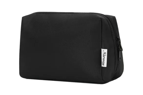 Black waterproof medium-sized bathroom pouch for travel 