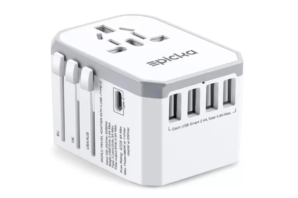 Popular universal adapter you can purchase from Amazon which allows you to work from around the world, regardless of what country you're in 