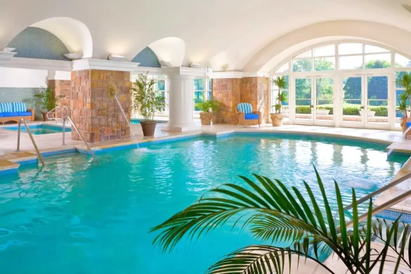 The indoor pool and hot tub area at the Ballantyne Resort