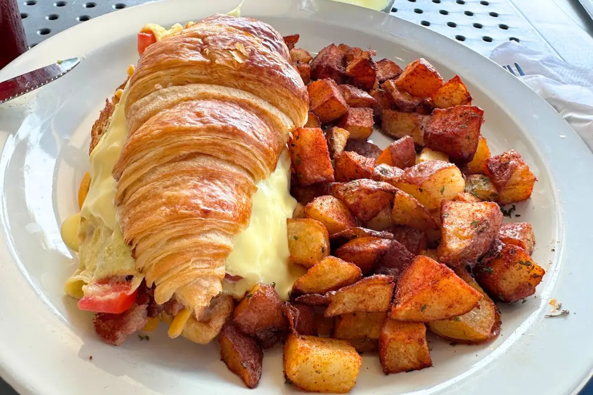 Croissant breakfast sandwich at La Croisette, which is one of the best spots for brunch St Pete Beach