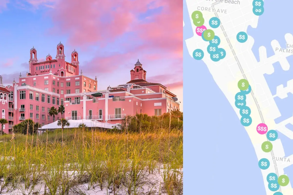 Cover image for the Map of St Pete Beach Hotels blog, which shows the Don CeSar hotel and a preview of the map