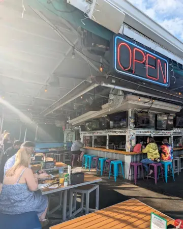 Outdoor dining space during the morning at Rick's Reef, which is one of the brunch restaurants in St Pete Beach