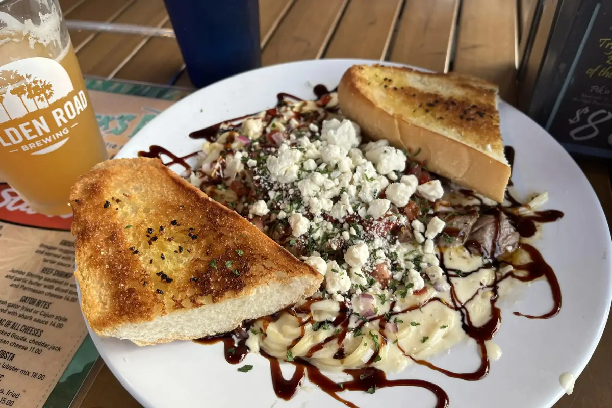 The delicious steak balsamic alfredo pasta at Rick's Reef St Pete Beach