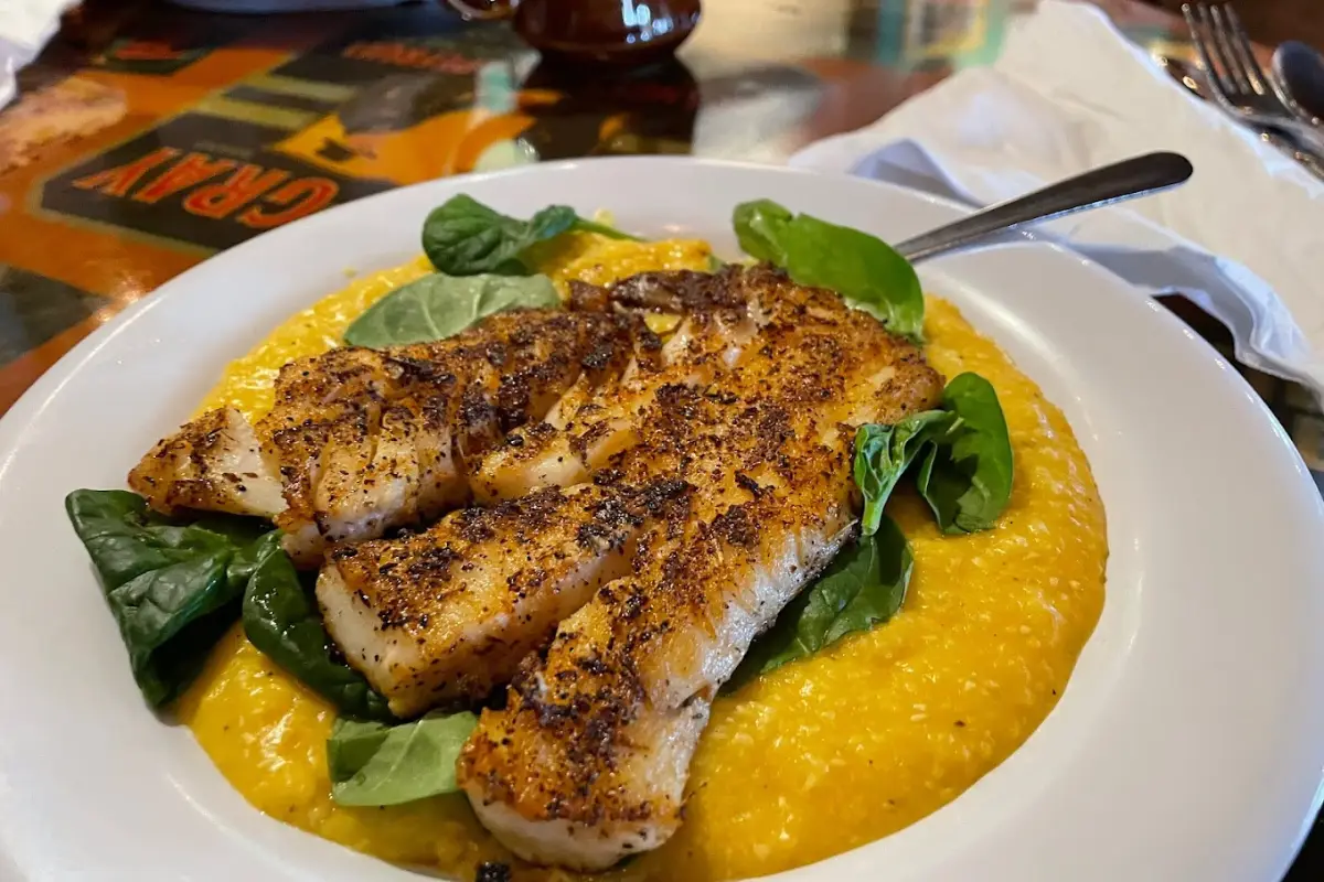 The famous salmon and grits dish at the Seahorse Restaurant on St Pete Beach