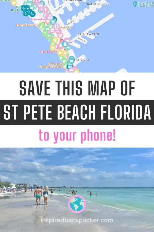 Infographic used to link to the St Pete Beach Map by Inspired Backpacker