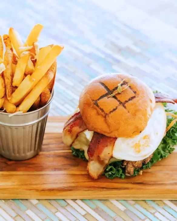 Burger and fries at the BRGR Kitchen & Bar in Treasure Island