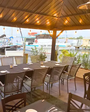 Covered outdoor patio at Buona Ristorante with