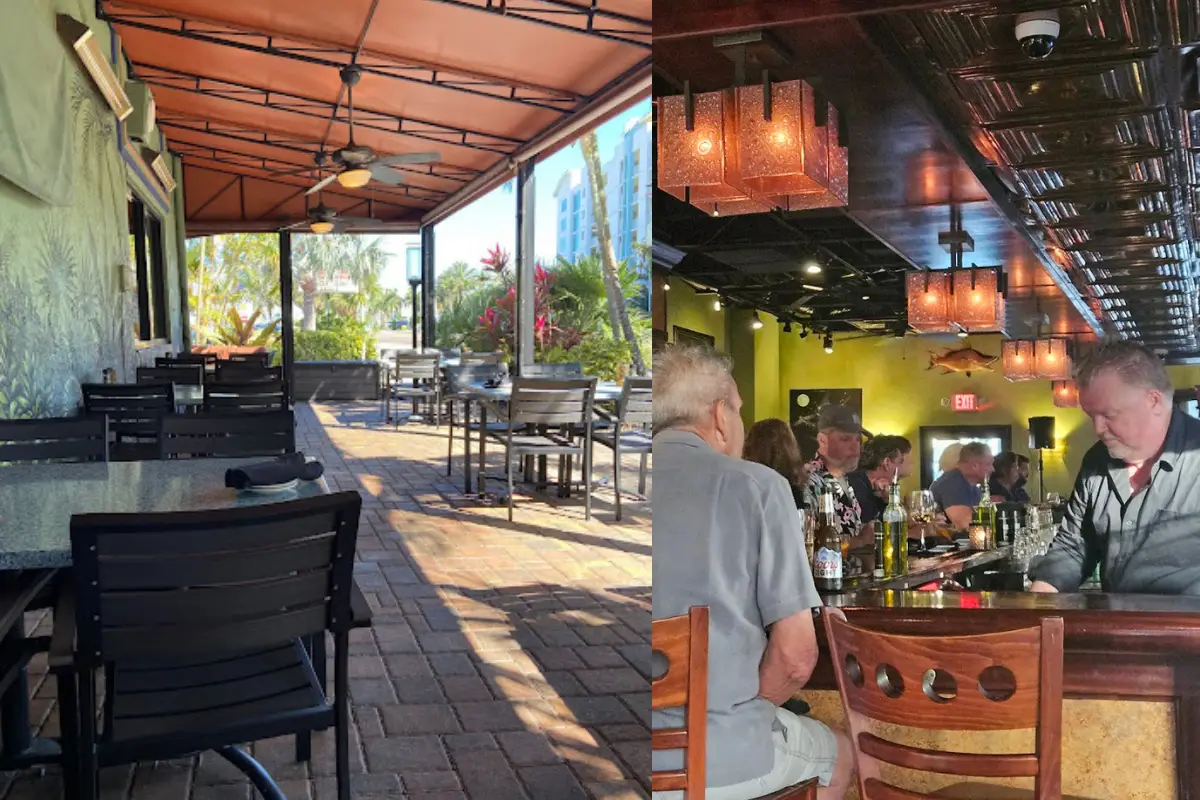 Photos of Middle Grounds Grill, including the outdoor and indoor bar areas