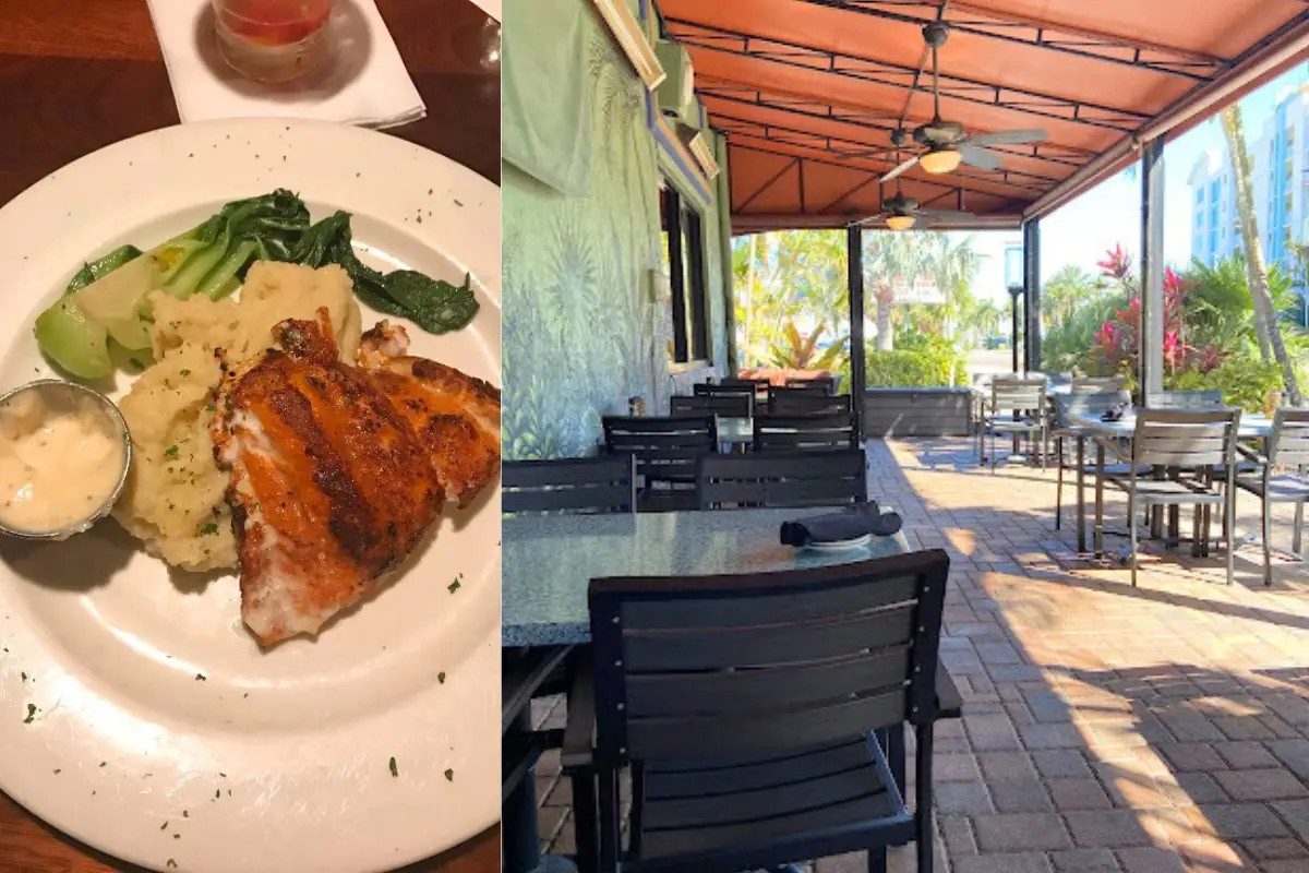 Mango nut crusted Grouper at Middle Grounds Grill Treasure Island