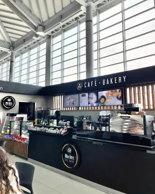 Cafe and bakery which is after Arrivals