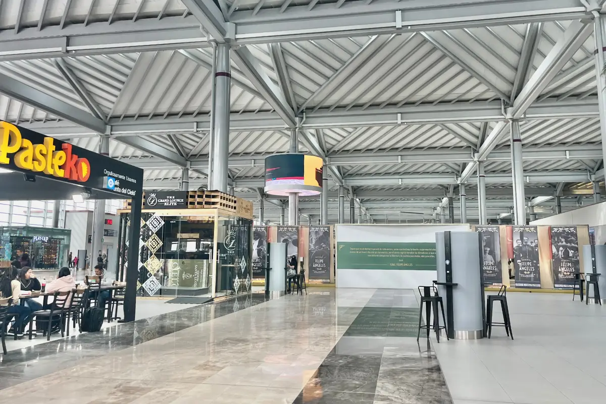 NLU Airport departures and check in room, with plenty of open space and an atrium roof