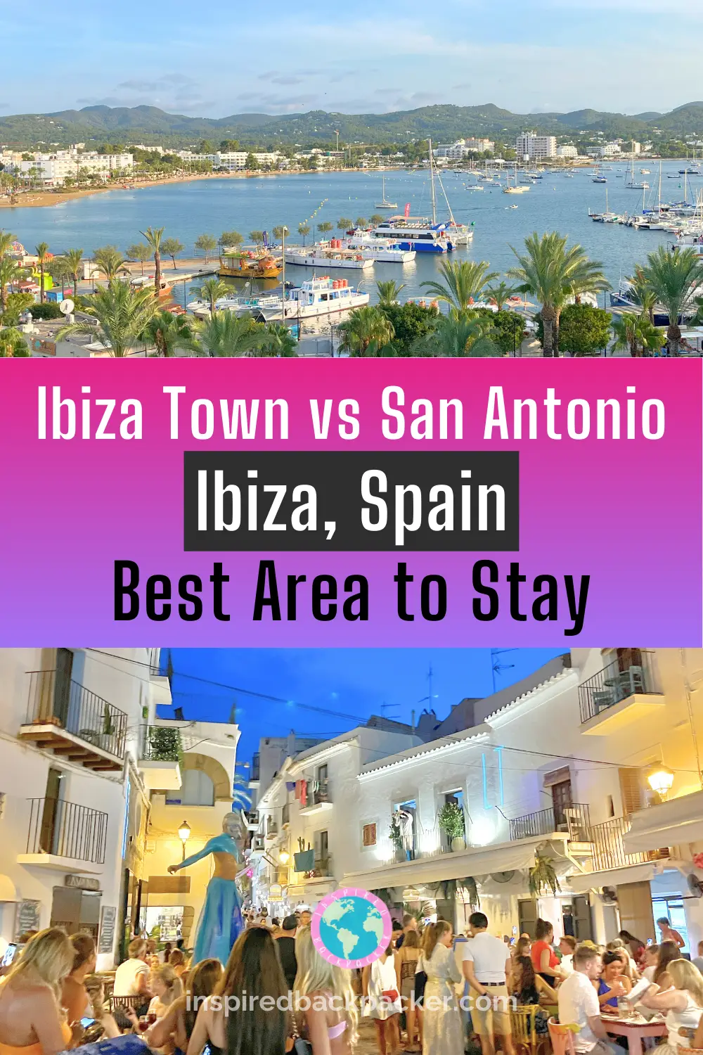 Pinterest pin to advertise for the guide to where to stay in Ibiza travel blog post