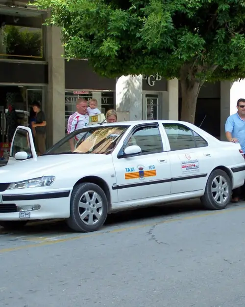 An example of what a taxi looks like in Ibiza, which is white