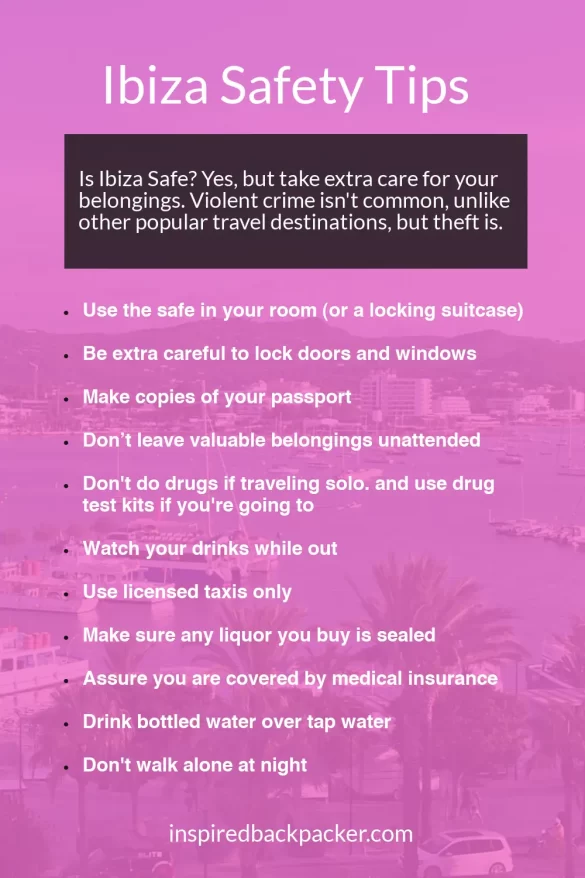 Graphic explaining Ibiza safety tips, to make the information more digestible 