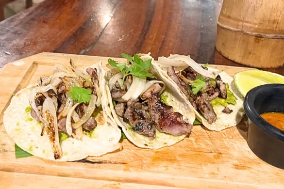 3 delicious looking steak tacos 