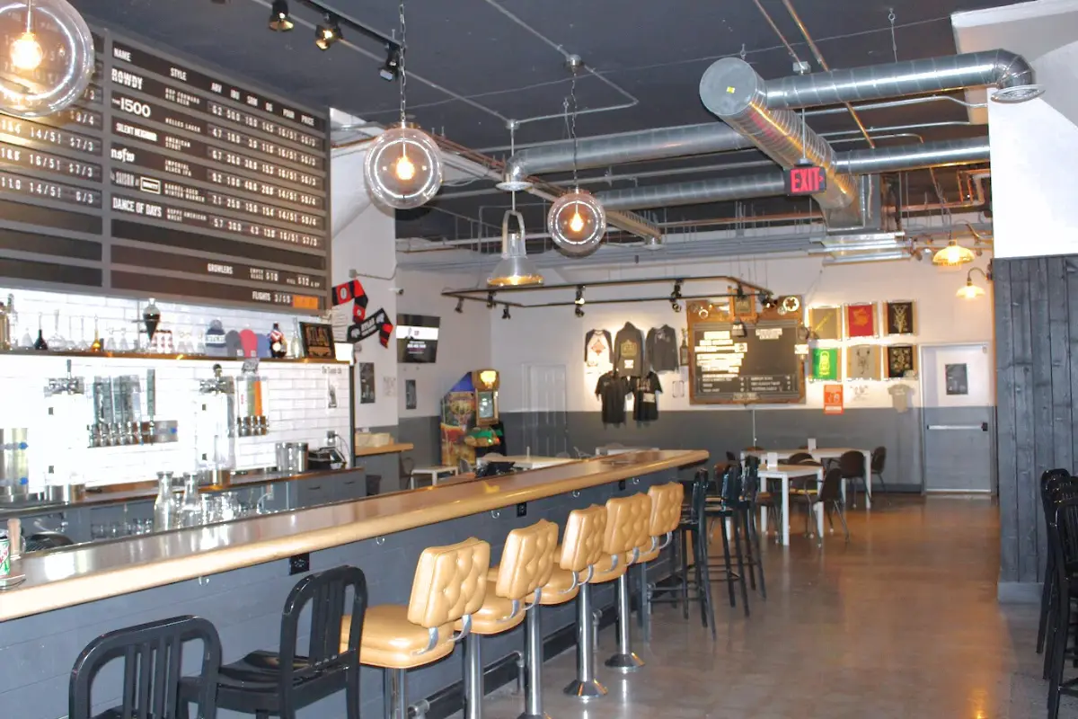 The empty indoor taproom at Atlas Brew Works Ivy City, one of the best Washington DC breweries