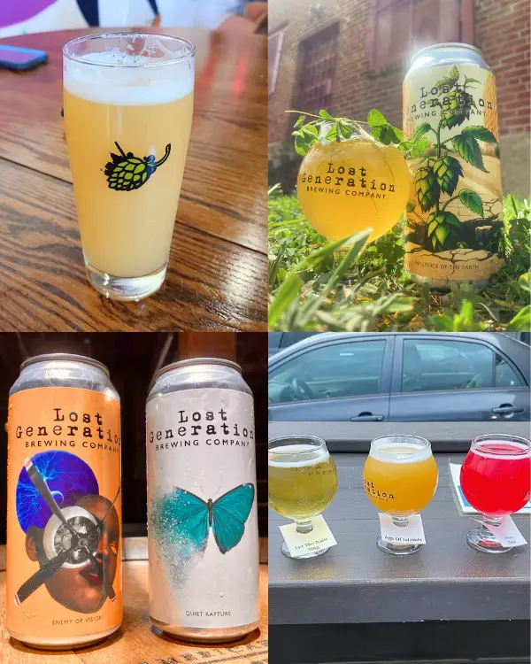 A collage of the beer offerings at Lost Generation