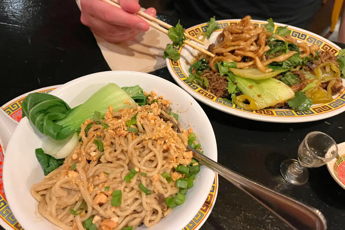 Two fresh sichuan-style noodle entrees at Kwei Fei at Charleston Pour House