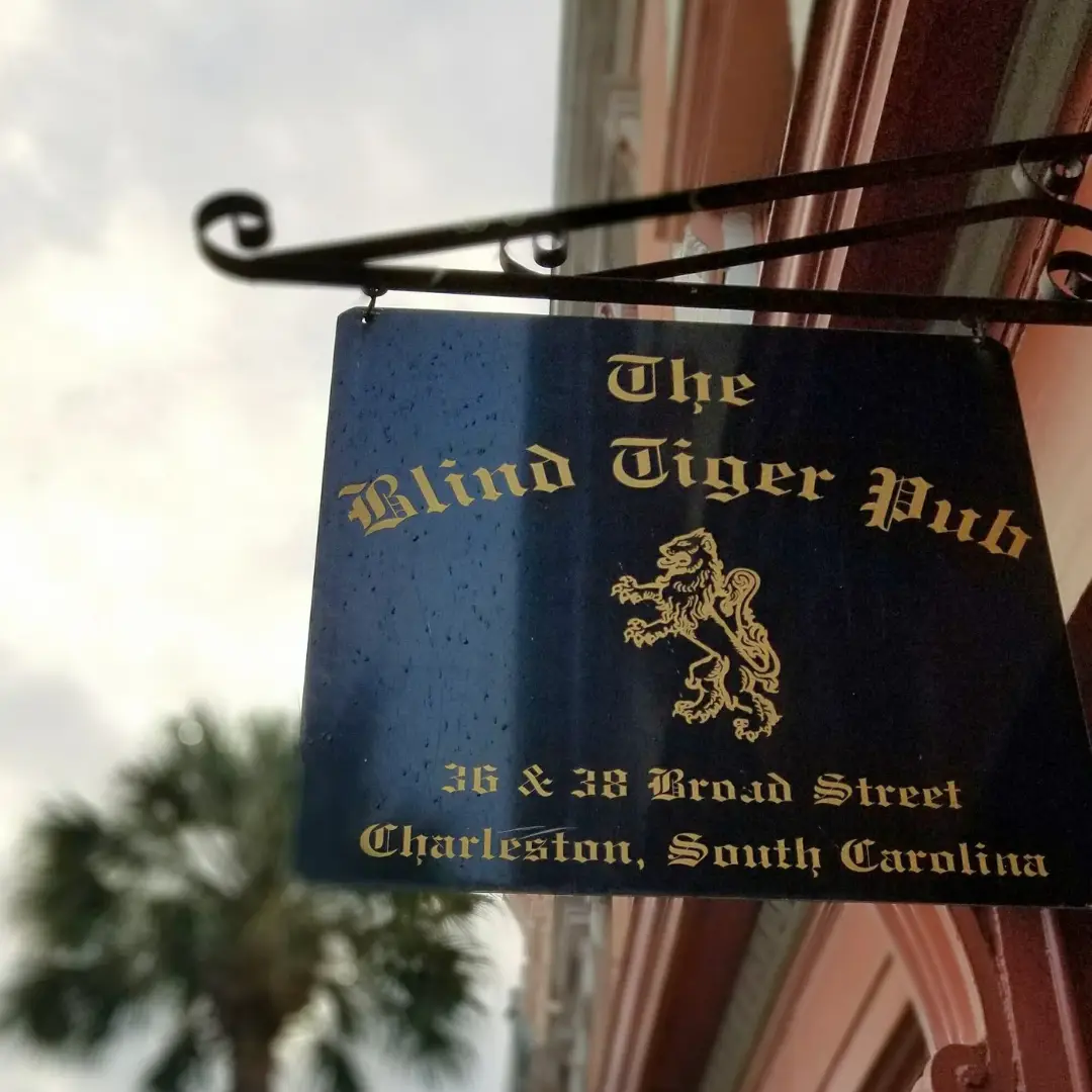 The sign outside the Blind Tiger Pub