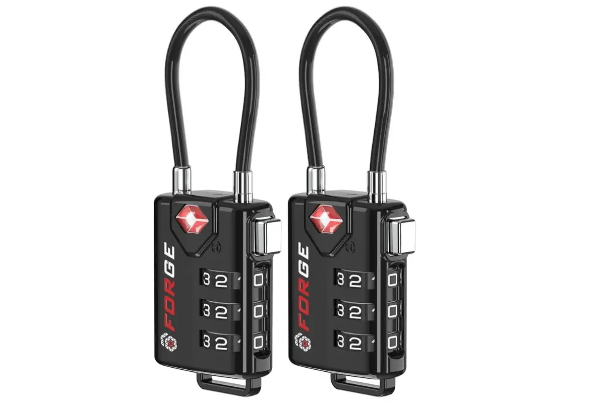 Set of luggage locks which are great for securing luggage, especially for digital nomads with expensive equipment who travel frequently